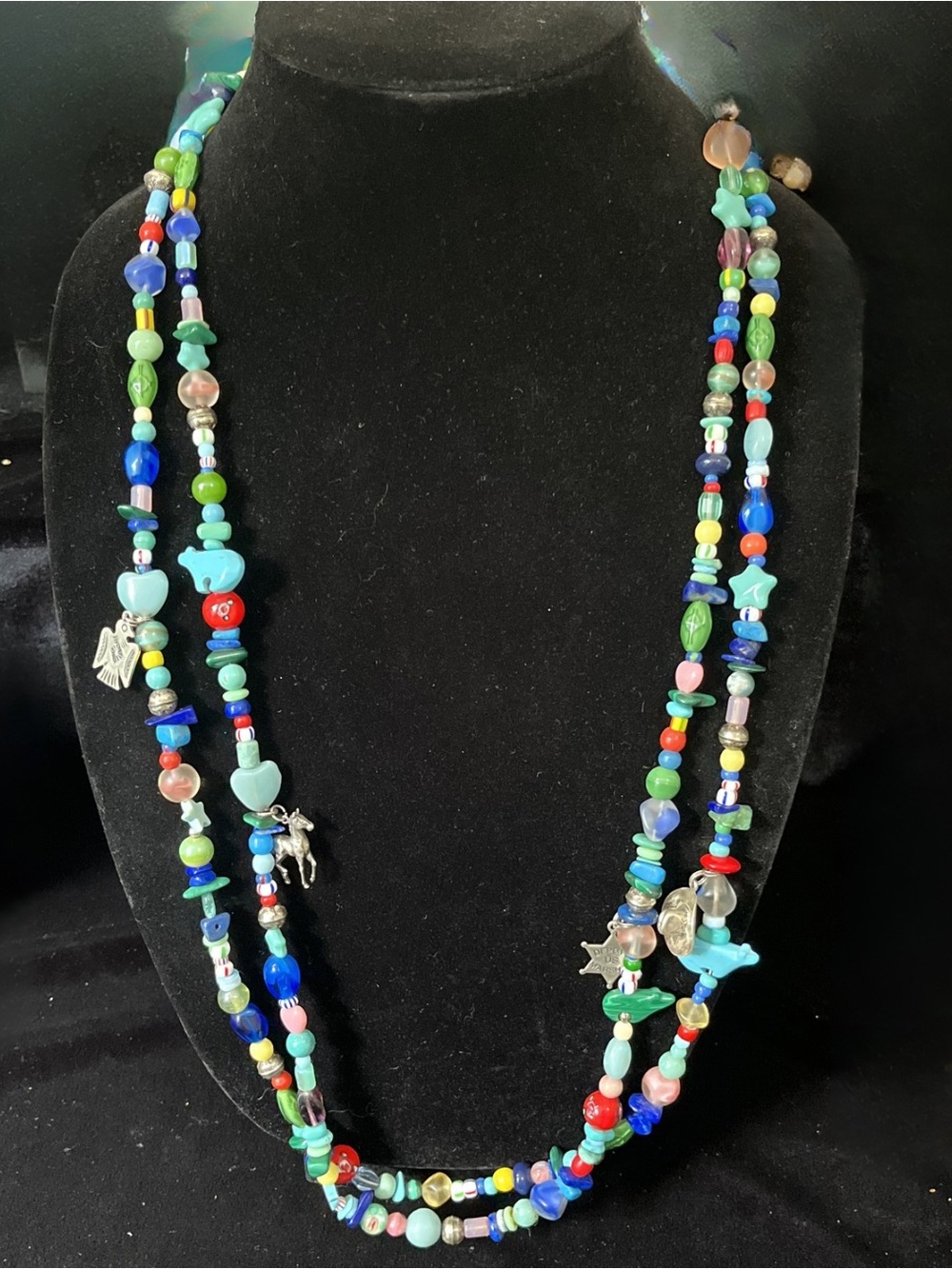 Vintage Bell Trading Post Sterling Silver 2-Strand Charm Necklace 1756